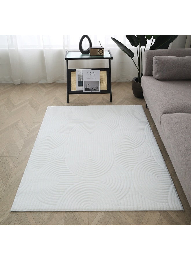 Home Box Jacquard Rabbit Fur Rug - White - 150x220 cm - Image 1